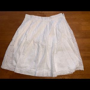 Banana Republic White eyelet Midi Skirt Size 8